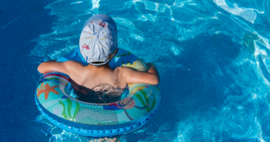 Young boy in a swimming pool